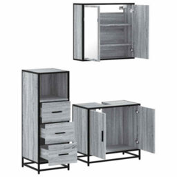 Berkfield 3 Piece Bathroom Furniture Set Grey Sonoma Engineered Wood - thumbnail 6