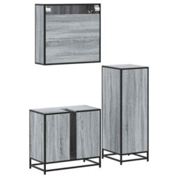 Berkfield 3 Piece Bathroom Furniture Set Grey Sonoma Engineered Wood - thumbnail 8