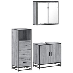 Berkfield 3 Piece Bathroom Furniture Set Grey Sonoma Engineered Wood - thumbnail 2