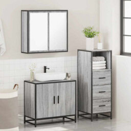 Berkfield 3 Piece Bathroom Furniture Set Grey Sonoma Engineered Wood - thumbnail 4