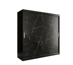 Arte Spacious Black Geneva T Sliding Door Wardrobe W2000mm H2000mm D620mm - Sleek Design, Gold Handles, Ample Storage - thumbnail 1