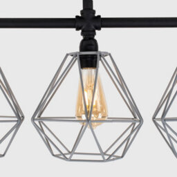 Valuelights Luiggi Industrial Style 5 Way Satin Black Pipework Bar Ceiling Light With Grey Basket Cage Shades - thumbnail 5