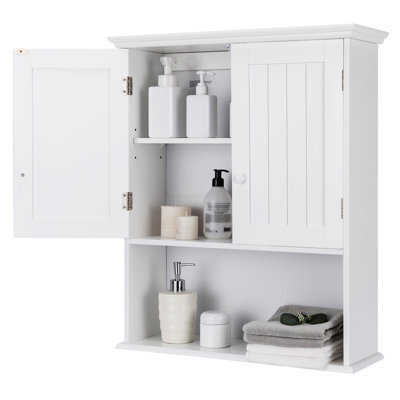 Costway Bathroom Storage Cabinet Wall Mounted Vanity Storage Cupboard W/ Adjustable Shelf - image 1