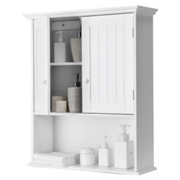 Costway Bathroom Storage Cabinet Wall Mounted Vanity Storage Cupboard W/ Adjustable Shelf - thumbnail 2