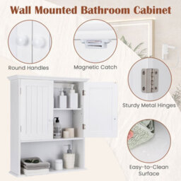 Costway Bathroom Storage Cabinet Wall Mounted Vanity Storage Cupboard W/ Adjustable Shelf - thumbnail 5