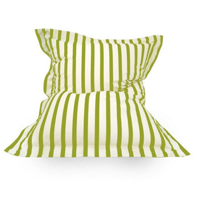 rucomfy Beanbags Rucomfy Adults Squarbie Bean Bag - Indoor Or Outdoor Bean Bag Lounger Chair Olive Striped Print - image 1