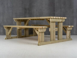 Arbor Garden Solutions Abies Wooden Picnic Bench And Table Set, Outdoor Dining Set (7Ft, Natural Finish) - thumbnail 2