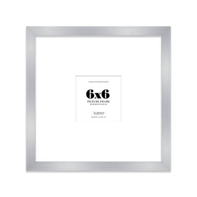 "6X6"" Silver Picture Frame - 6X6"" Square Frame With 3X3"" Mount For 6X6""/3X3"" Pictures Classic Style Frame For Home Décor, 1 Pack" - image 1