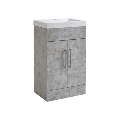 Homestylestore 502mm Concrete Grey Floorstanding Bathroom Vanity Unit And Chrome T Bar Handle - image 1