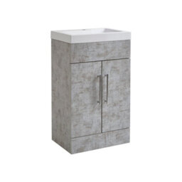 Homestylestore 502mm Concrete Grey Floorstanding Bathroom Vanity Unit And Chrome T Bar Handle - thumbnail 1