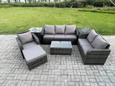 Fimous Patio Garden Furniture Sets Wicker 7 Seater Rattan Furniture Sofa Sets With Coffee Table Reclining Chair 3 Seater Sofa - image 1