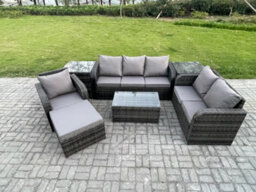 Fimous Patio Garden Furniture Sets Wicker 7 Seater Rattan Furniture Sofa Sets With Coffee Table Reclining Chair 3 Seater Sofa - thumbnail 1