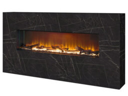 Acantha Bloc Pre-Built Fully Inset Media Wall Suite & Tv Board In Black Marble Effect - thumbnail 3