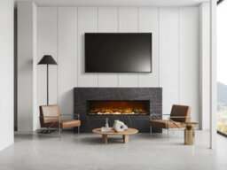 Acantha Bloc Pre-Built Fully Inset Media Wall Suite & Tv Board In Black Marble Effect - thumbnail 5