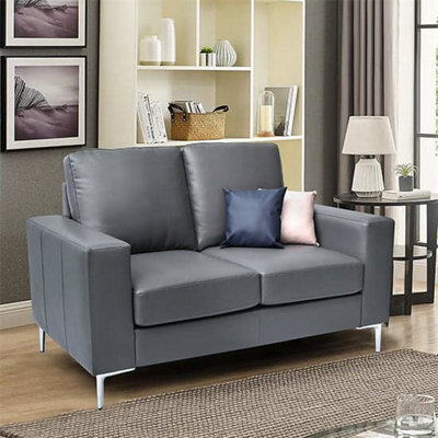Furniture in Fashion Baltic Faux Leather 2 Seater Sofa In Dark Grey - image 1