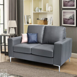 Furniture in Fashion Baltic Faux Leather 2 Seater Sofa In Dark Grey - thumbnail 2