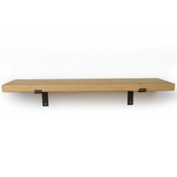 Toolty Rustic Handmade Wall Shelf, Wall Mounted, 100Cm X 22.5Cm Down Design, Light Oak, Handcrafted Vintage Style - thumbnail 3