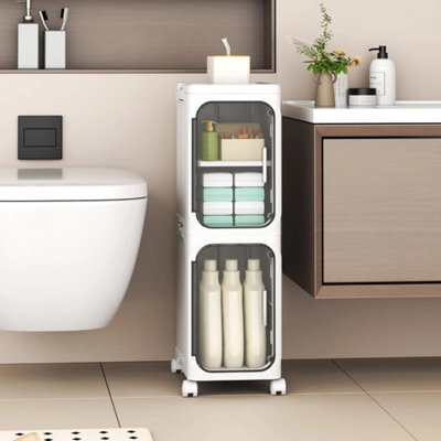 Slim Freestanding Bathroom Storage Cabinet Plastic Door Waterproof - image 1