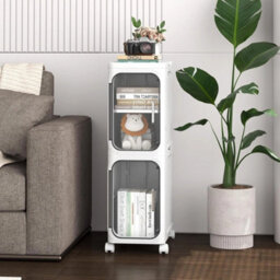 Slim Freestanding Bathroom Storage Cabinet Plastic Door Waterproof - thumbnail 4