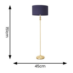 Valuelights Maggie Gold Metal Candlestick Floor Lamp With Navy Blue Fabric Lamp Shade - thumbnail 6