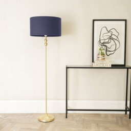 Valuelights Maggie Gold Metal Candlestick Floor Lamp With Navy Blue Fabric Lamp Shade - thumbnail 5