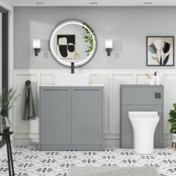 Royal Bathrooms Royal Bathroom Elmore 800mm Matt Pebble Grey Freestanding Countertop Bathroom Vanity Unit 2 Door With Cube Basin - thumbnail 5