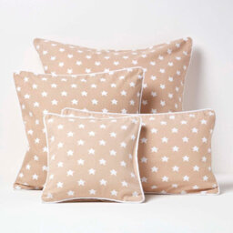 Homescapes Cotton Beige Stars Cushion Cover, 30 X 30 Cm - thumbnail 5