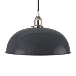 Slate Grey Worcester Painted Dome Pendant Light With Nickel Lamp Holder And Black Round Cable - Se Home
