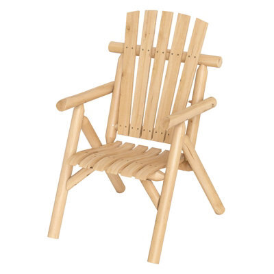 Gainoom Log Wood Patio Chair Fire Pit Lounge Chair Solid Wood Outdoor Armchair With Built-In Armrest And Curved Seat - image 1