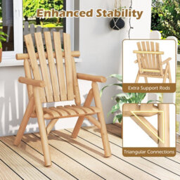 Gainoom Log Wood Patio Chair Fire Pit Lounge Chair Solid Wood Outdoor Armchair With Built-In Armrest And Curved Seat - thumbnail 7