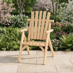 Gainoom Log Wood Patio Chair Fire Pit Lounge Chair Solid Wood Outdoor Armchair With Built-In Armrest And Curved Seat - thumbnail 8