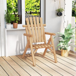 Gainoom Log Wood Patio Chair Fire Pit Lounge Chair Solid Wood Outdoor Armchair With Built-In Armrest And Curved Seat - thumbnail 9