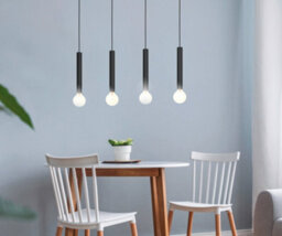 Stylish Black Pendant Ceiling Light With 4 E27 Bulb Holders For Kitchen - thumbnail 3