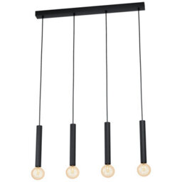 Stylish Black Pendant Ceiling Light With 4 E27 Bulb Holders For Kitchen - thumbnail 1