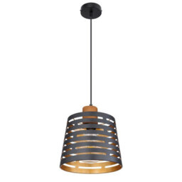 Luminosa Lighting Luminosa Ablona 25Cm Cylindrical Pendant Ceiling Light Matt Black 1X E27 - thumbnail 2