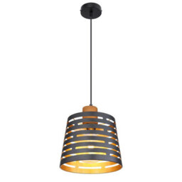 Luminosa Lighting Luminosa Ablona 25Cm Cylindrical Pendant Ceiling Light Matt Black 1X E27 - thumbnail 1