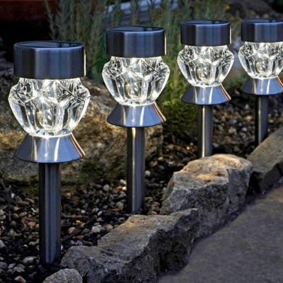 Smart Solar Led Crystal Effect Stake Light (4 Pack) Colour Changing And White - image 1