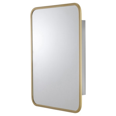 Croydex Compact Brass Effect Single Bathroom Wall Cabinet With Mirrored Door (H)603mm (W)453mm - image 1