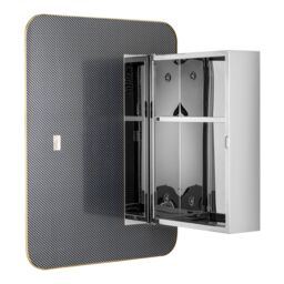 Croydex Compact Brass Effect Single Bathroom Wall Cabinet With Mirrored Door (H)603mm (W)453mm - thumbnail 3