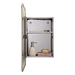 Croydex Compact Brass Effect Single Bathroom Wall Cabinet With Mirrored Door (H)603mm (W)453mm - thumbnail 4