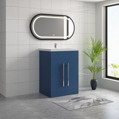 Sundaze Bathroom Furniture Storage Cabinet Freestanding Vanity Unit & Basin 600mm Matt Blue - image 1