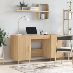 Berkfield Desk Sonoma Oak 140X50X75 Cm Engineered Wood - thumbnail 1