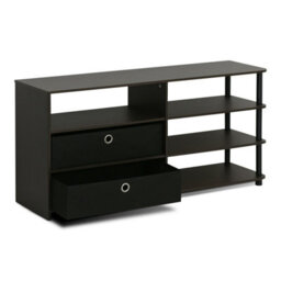 Walplus Furinno Jaya Simple Design Tv Stand For Up To 50-Inch With Bins, Walnut, 15078Wnbk - thumbnail 4