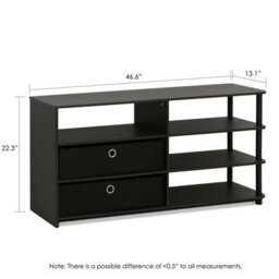 Walplus Furinno Jaya Simple Design Tv Stand For Up To 50-Inch With Bins, Walnut, 15078Wnbk - thumbnail 3