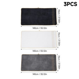 Living And Home 3 Pack Polyester Bath Towels Gold Line Trim Soft Absorbent Hanging Loop Bathroom Towel Set - thumbnail 8