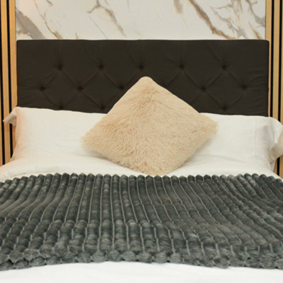 "Urban Textures Luxury 26"" High Chesterfield Boucle Upholstered Bed Headboard - Steel" - image 1