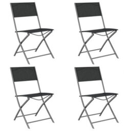 Vidaxl Folding Outdoor Chairs 4 Pcs Black Steel And Textilene - thumbnail 2