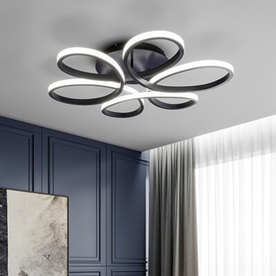 Living And Home Black 74Cm 1 Light Curved Linear Acrylic Flush Mount Led Cool White Ceiling Light Fixture - image 1