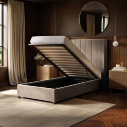 Flair Tiggy Single Ottoman Bed Beige Velvet - thumbnail 2