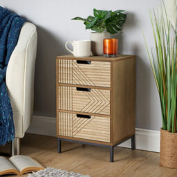 Home Source Mundesley 3 Drawer Bedside